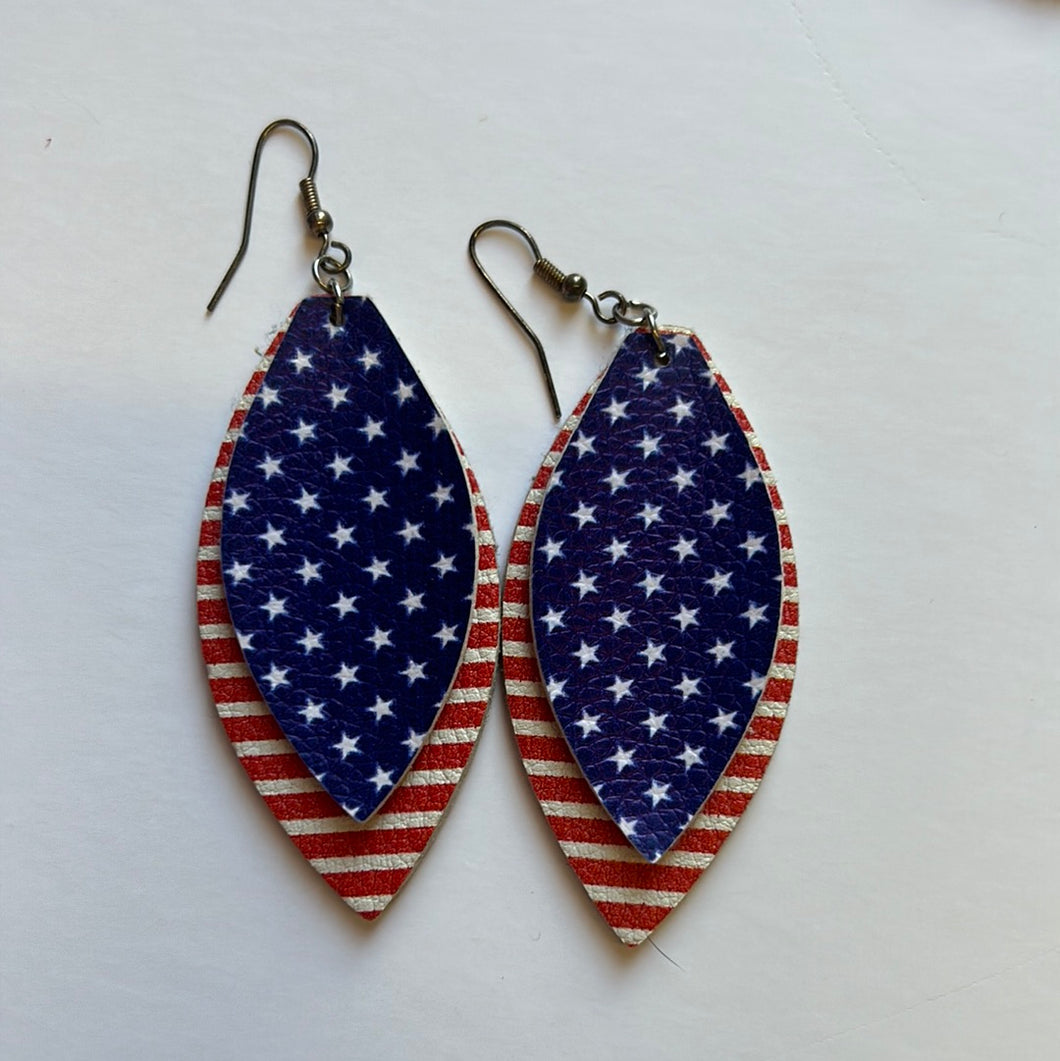 red white and blue Pink Bulldog Earrings