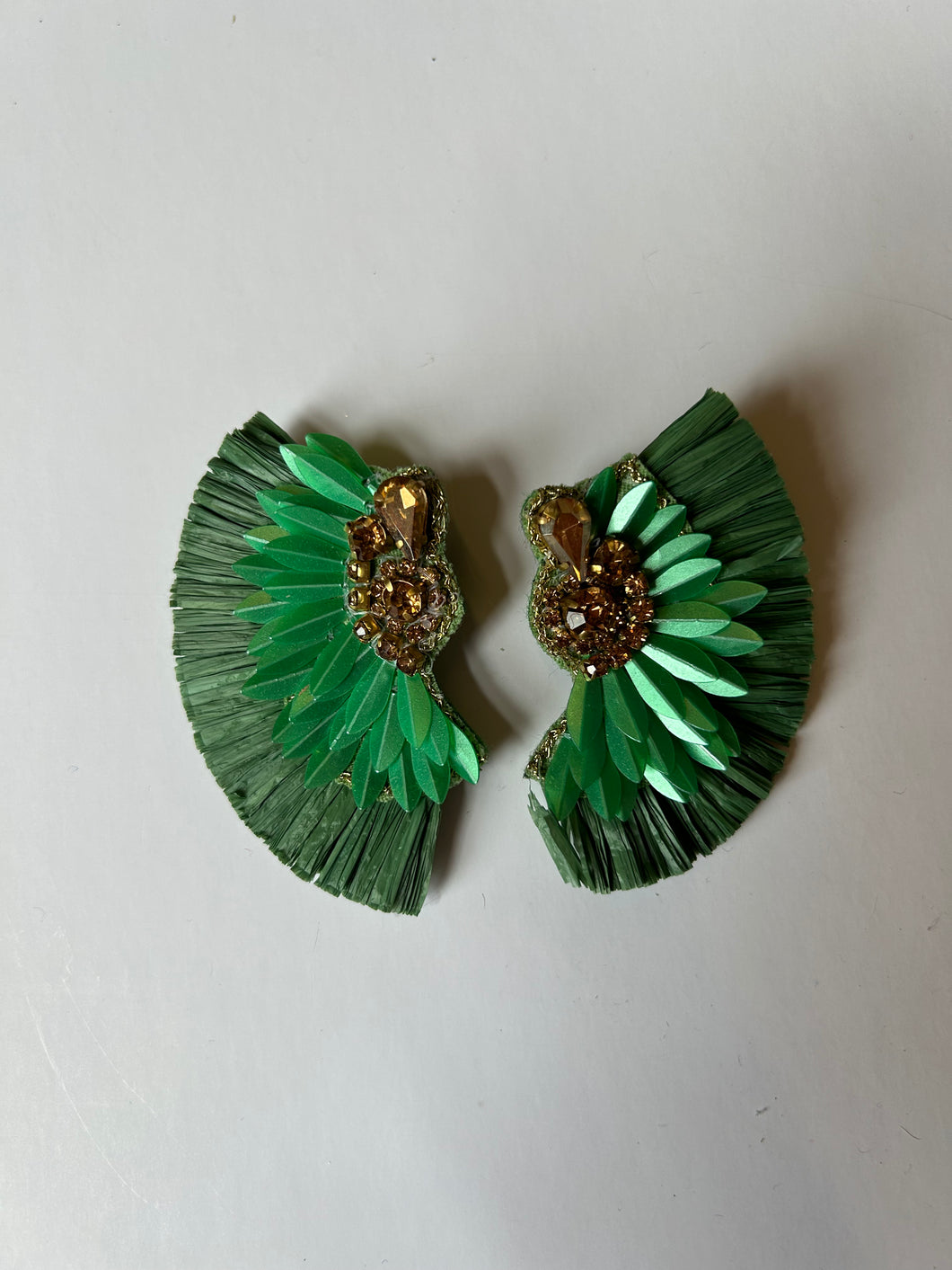 Green Raffita Pink Bulldog Earrings