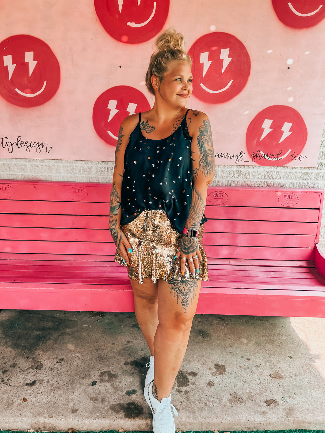 Metallic Star spaghetti strap tank