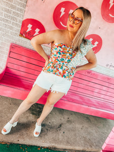 High-Rise Cross Over Shorts White