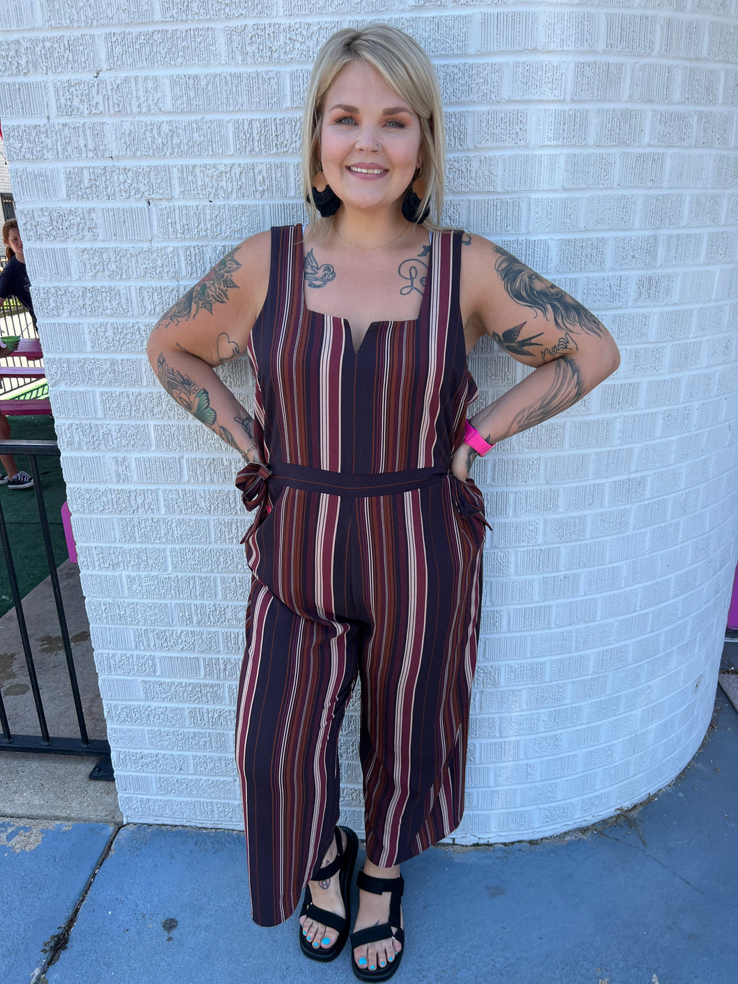 Brown stripes Xhilaration Romper, 2x