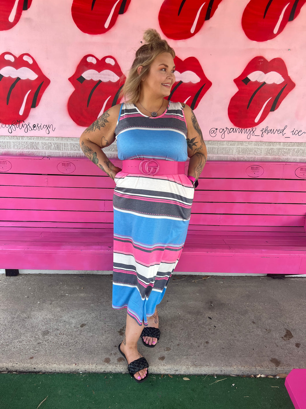 Stripes Southern Stitch Womens Dress, Large