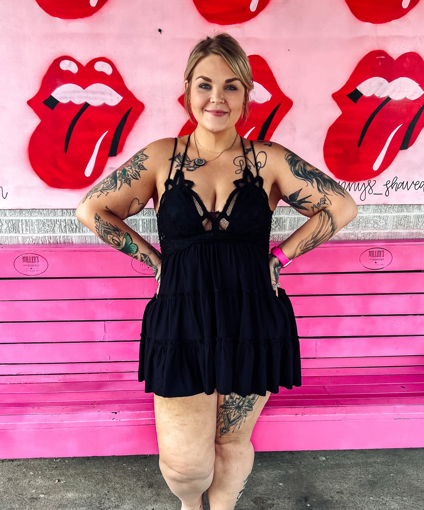 Lace Bralette Mini Dress Pink Bulldog Boutique Lace Bralette Mini Dress Pink Bulldog Boutique