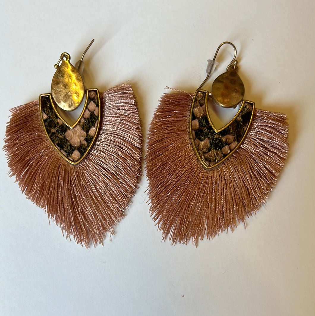 blush snakeskin Pink Bulldog Earrings