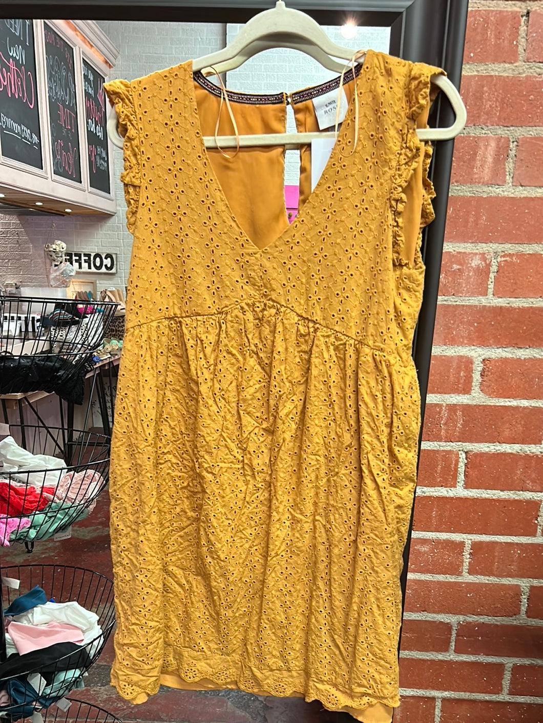 Mustard Knox Rose Womens Dress, Medium