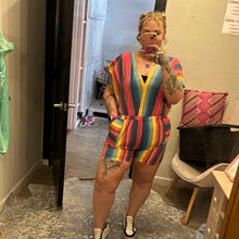 Load image into Gallery viewer, multicolor stripes L&amp;B Womens Rompers, 3XL
