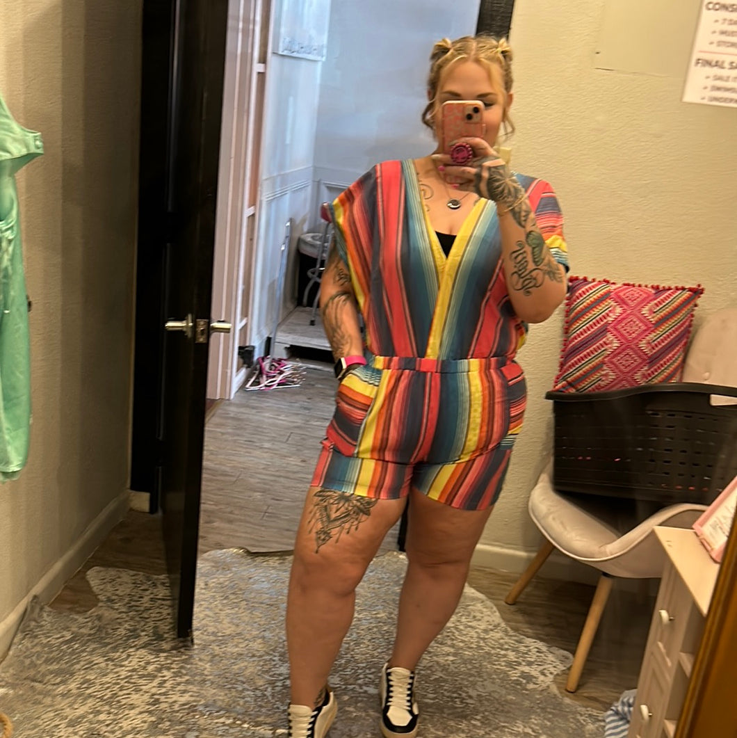 multicolor stripes L&B Womens Rompers, 3XL