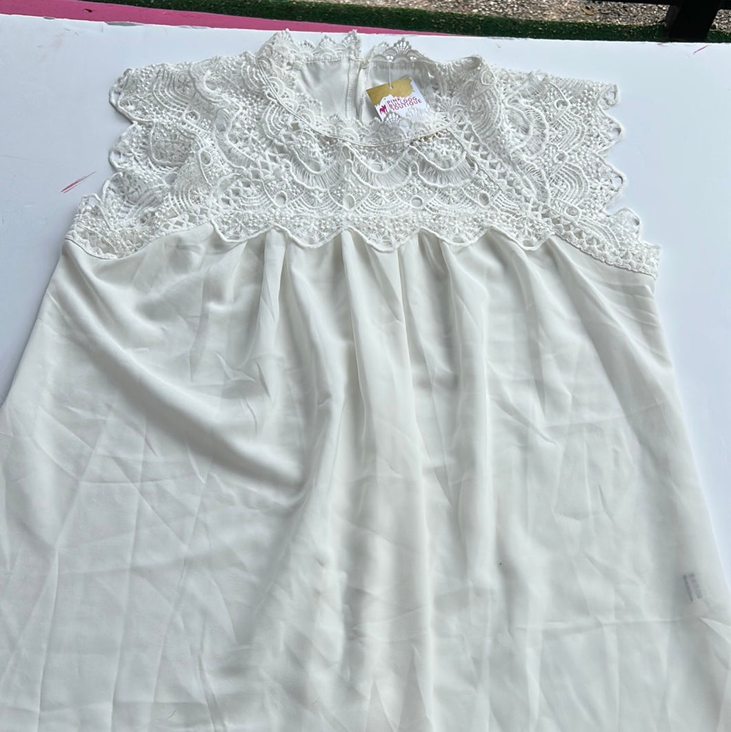 White Pink Bulldog Womens Top, 2XL