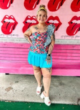 Load image into Gallery viewer, Patchwork one shoulder Ruffler Floral Top
