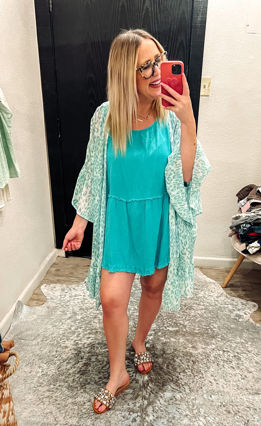 mint leopard Dani & Davi Kimono, 1XL