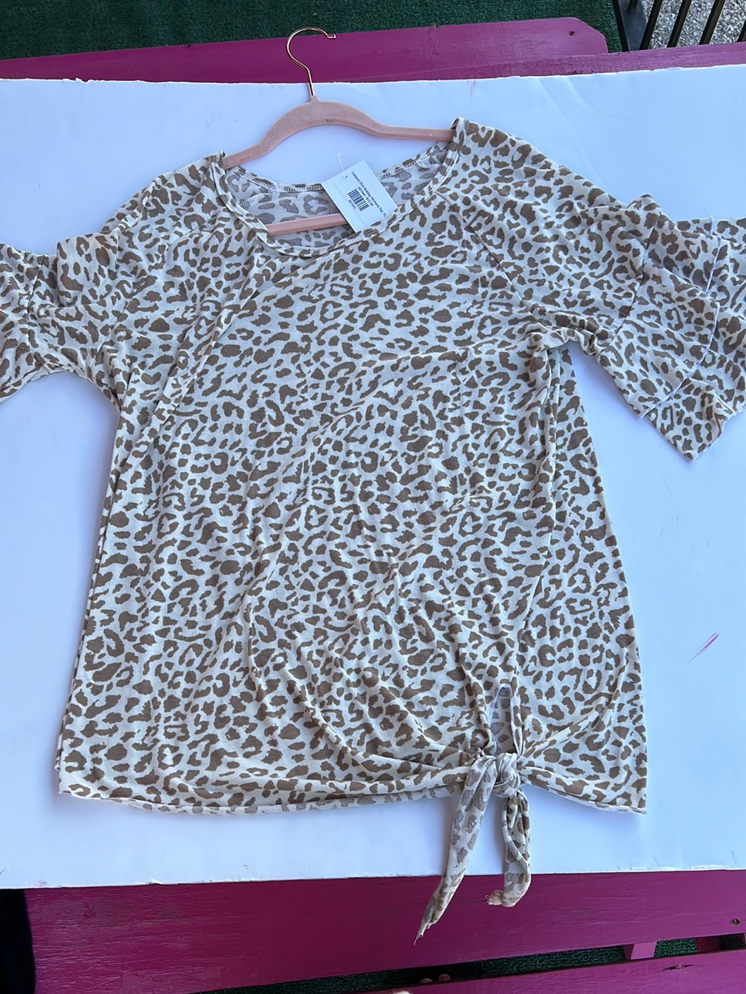 Leopard Pink Bulldog Womens Top, XL