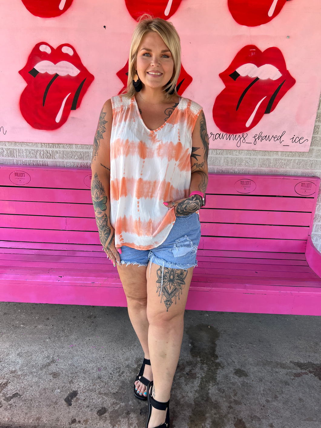 coral tie dye Torrid Womens Top, 1x