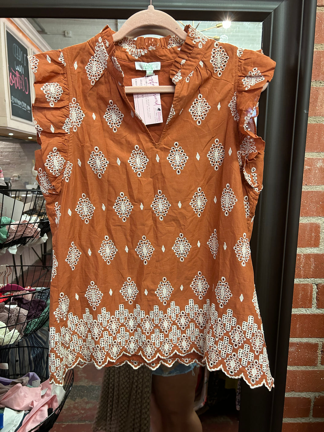 Burnt Orange Jade Womens Top, Medium