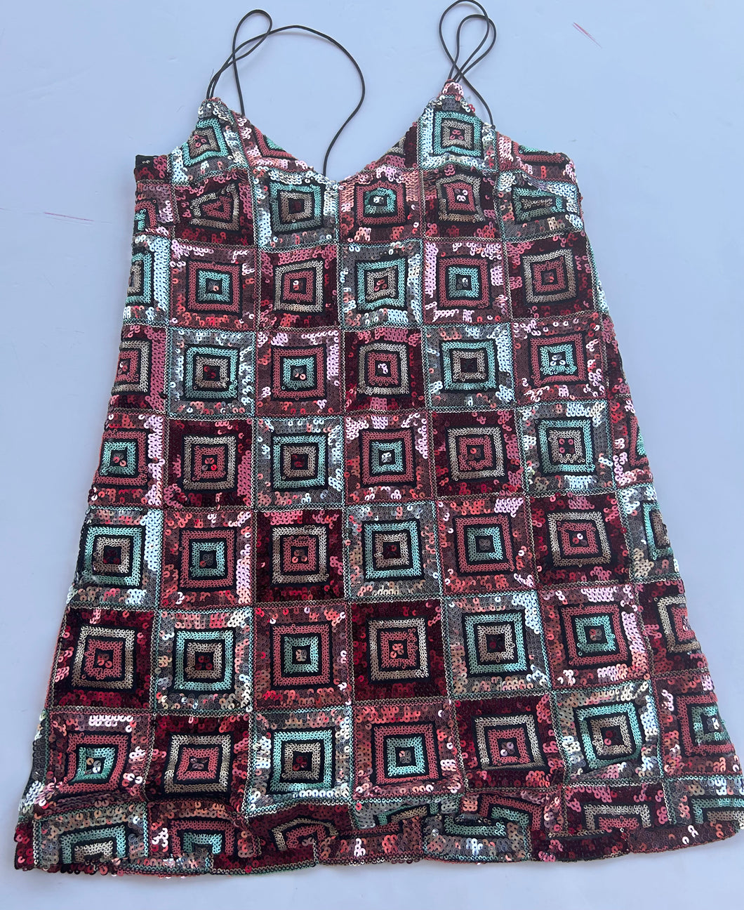 Multicolor Sequin Pink Bulldog Womens Dress, Small