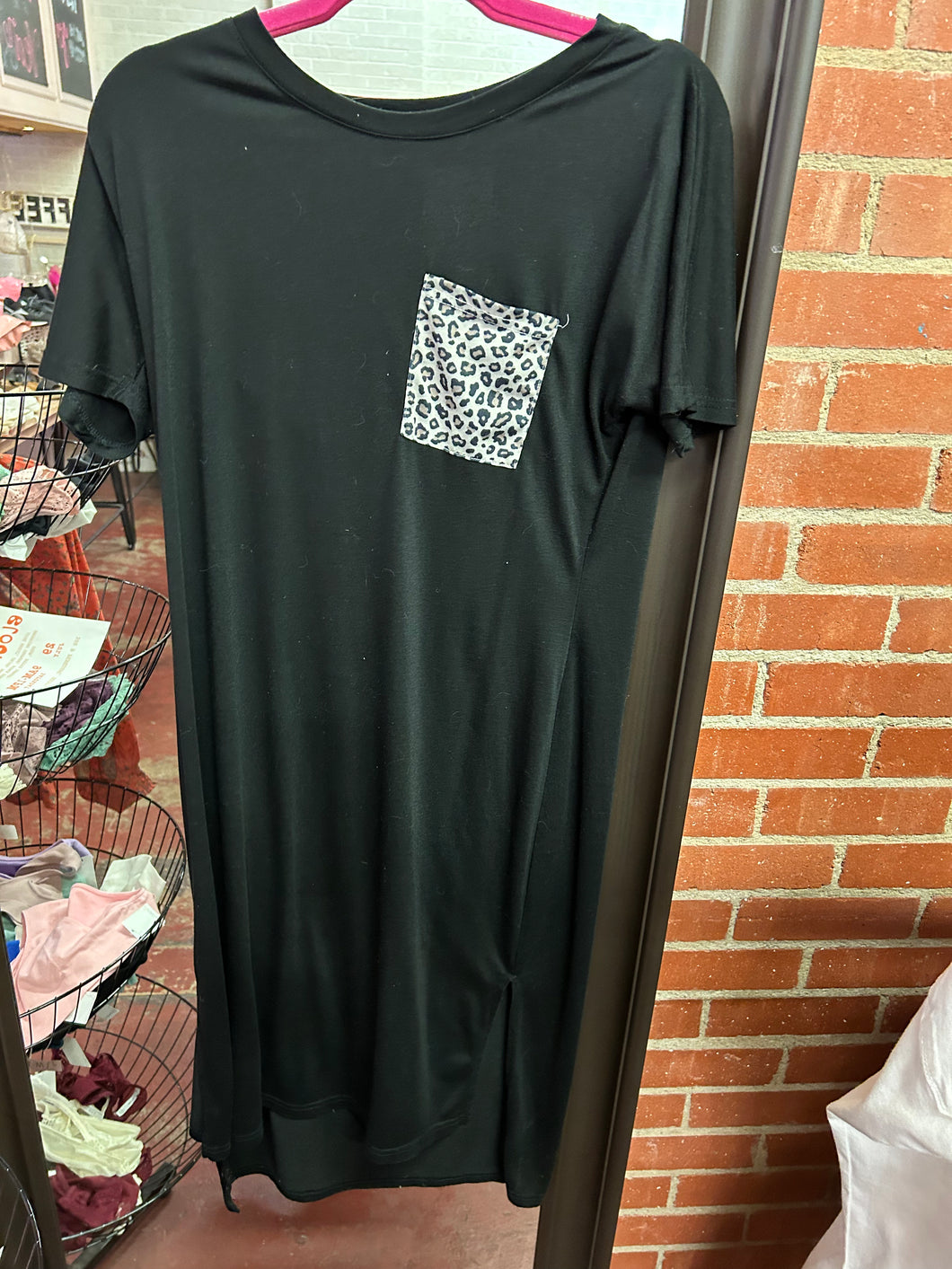 Black Pink Bulldog Womens Dress, Large