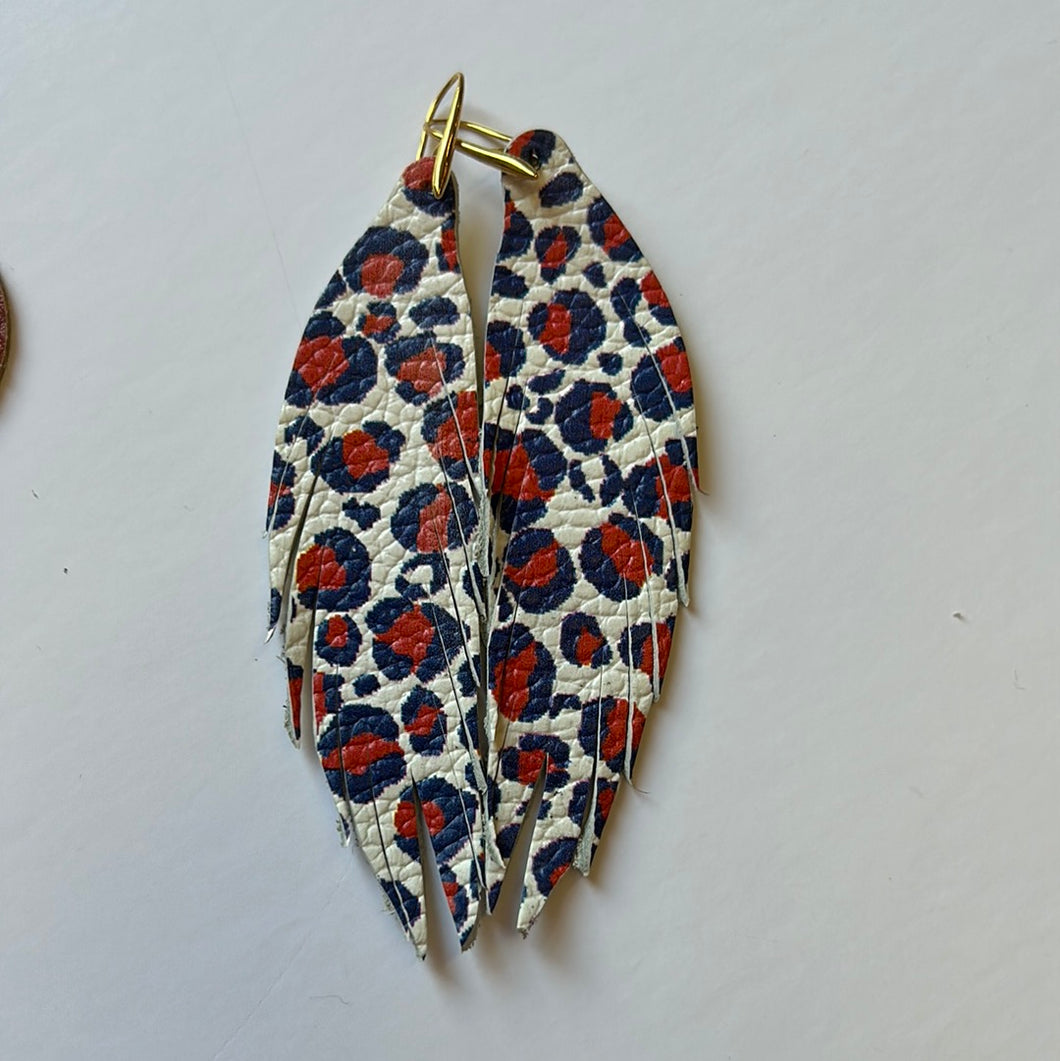 red white and blue leopard Jems By Jess Earrings