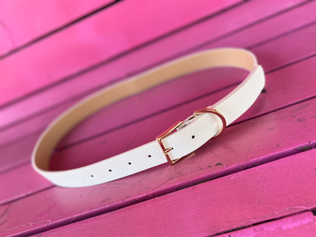 White Pink Bulldog Belt, Fits 0-13