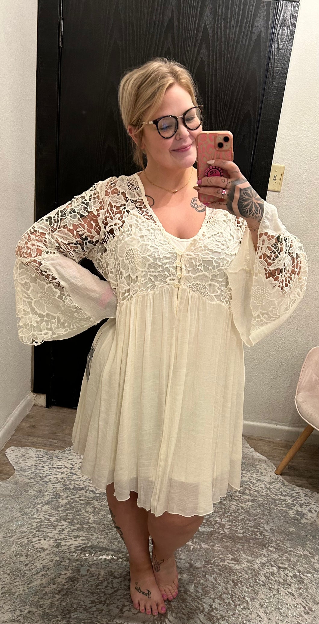 Ivory Pink Bulldog Womens Dress, 2XL