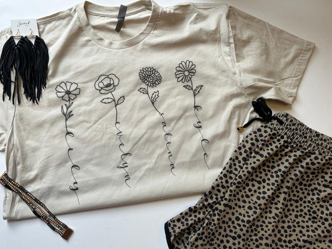 Custom flower name tee