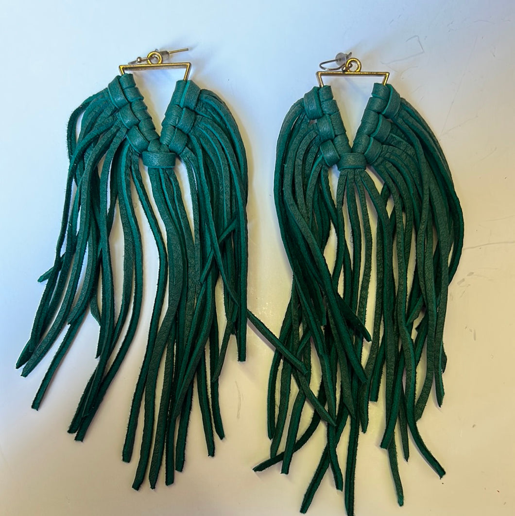 Green Fringe Jems By Jess Earrings