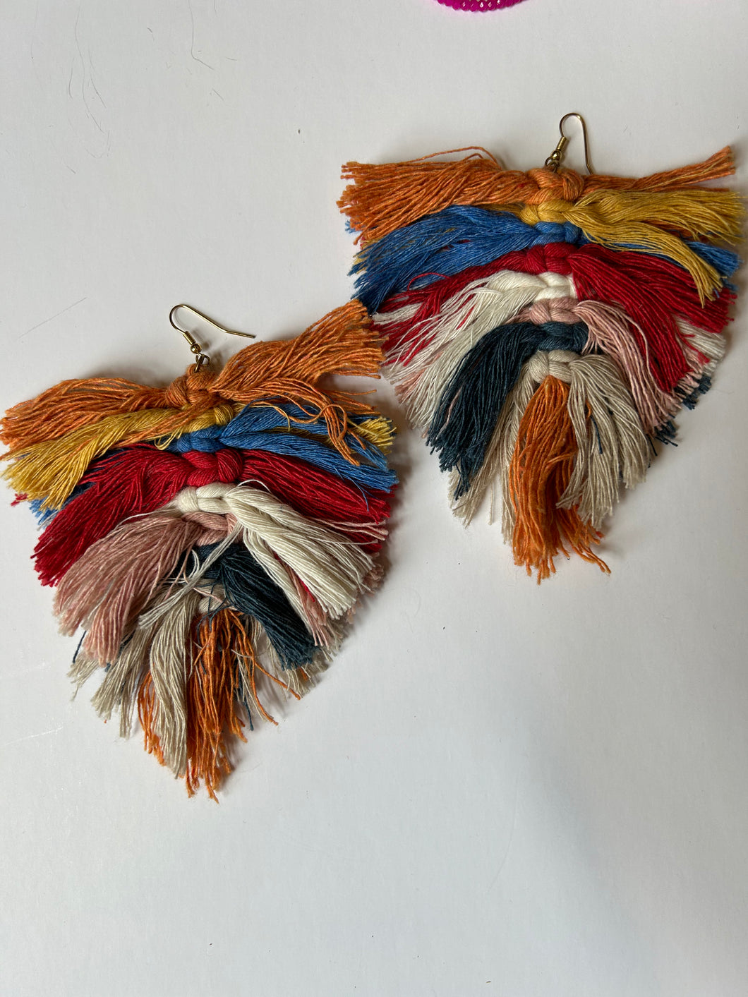 Fall Multicolor Pink Bulldog Earrings