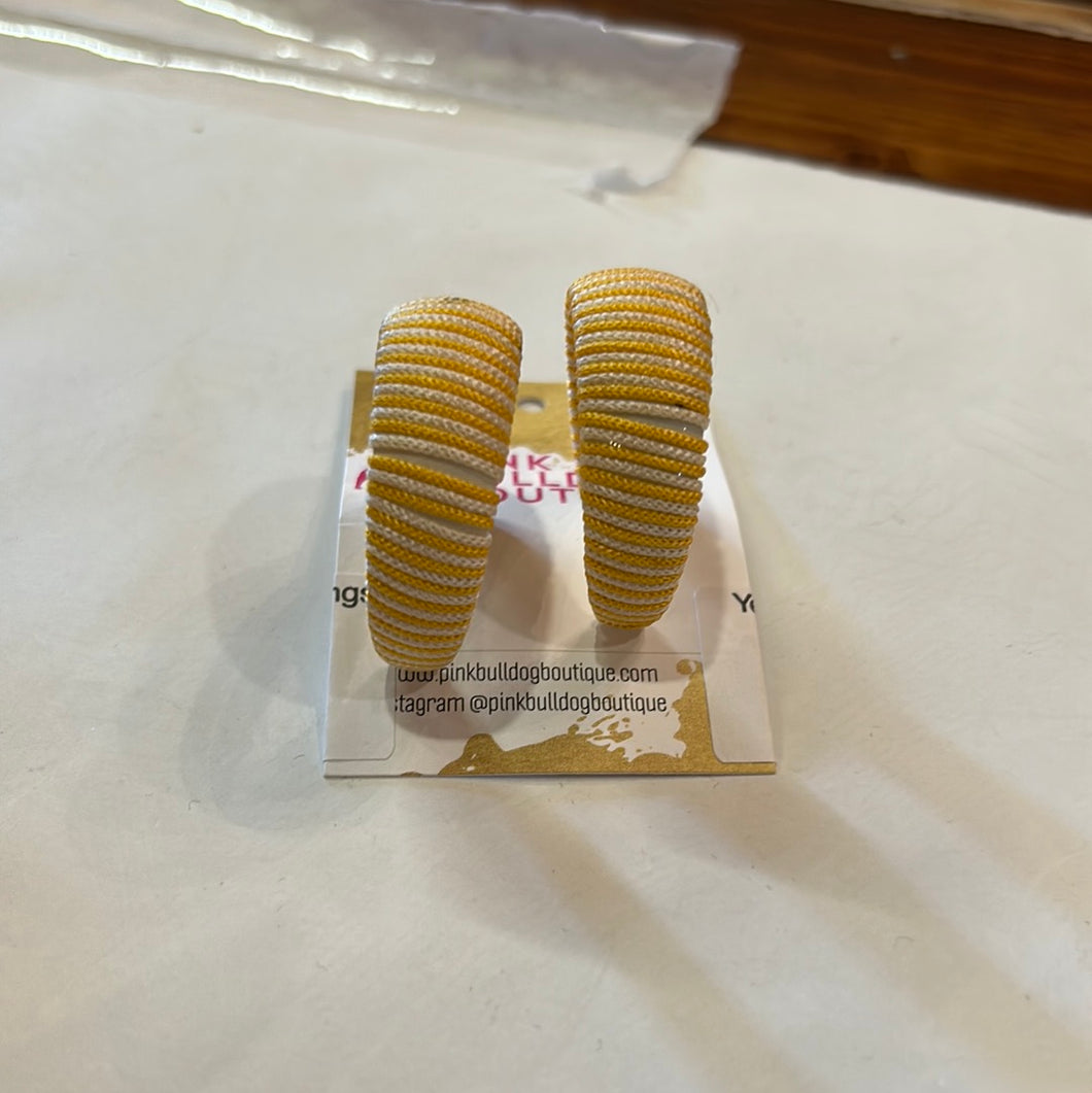 Yellow stripe Pink Bulldog Earrings
