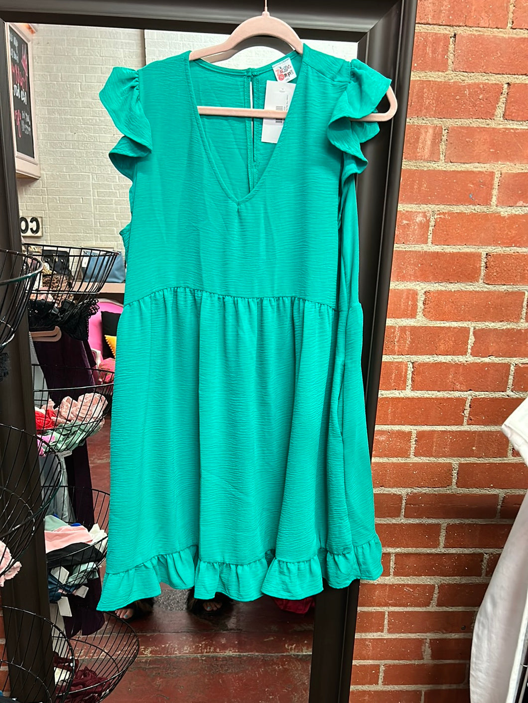 Green The Zig Zag Stripe Womens Dress, 2XL