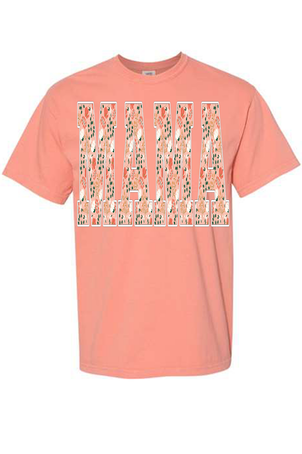Peach floral custom name/word tee