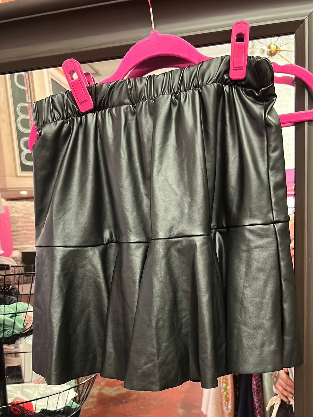 Black leather GeeGee Skort, Large