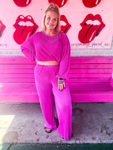 Hot pink pleated set