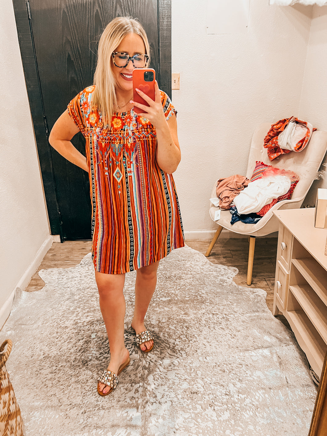 Rainbow Stripe Savanna Jane Womens Dress, Large