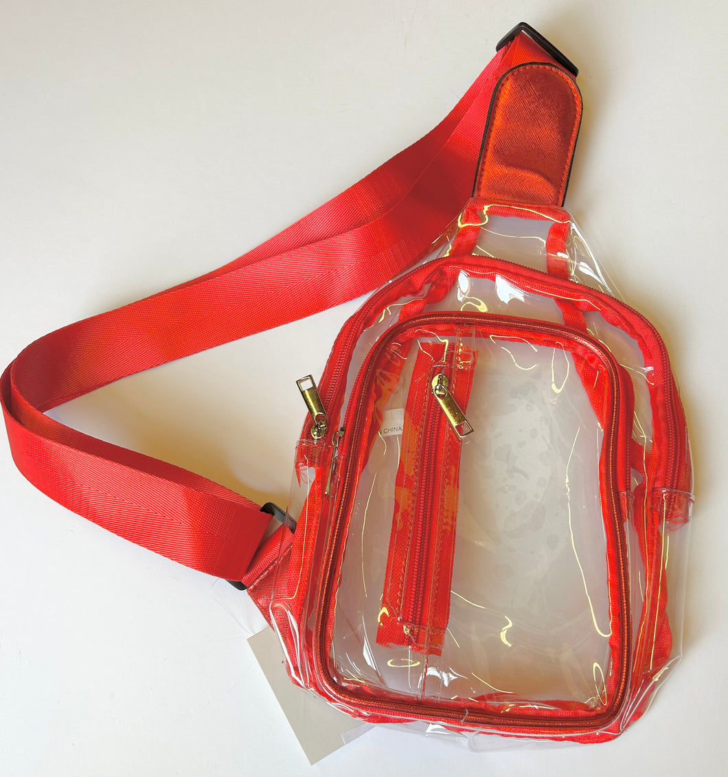 Red clear bum bag