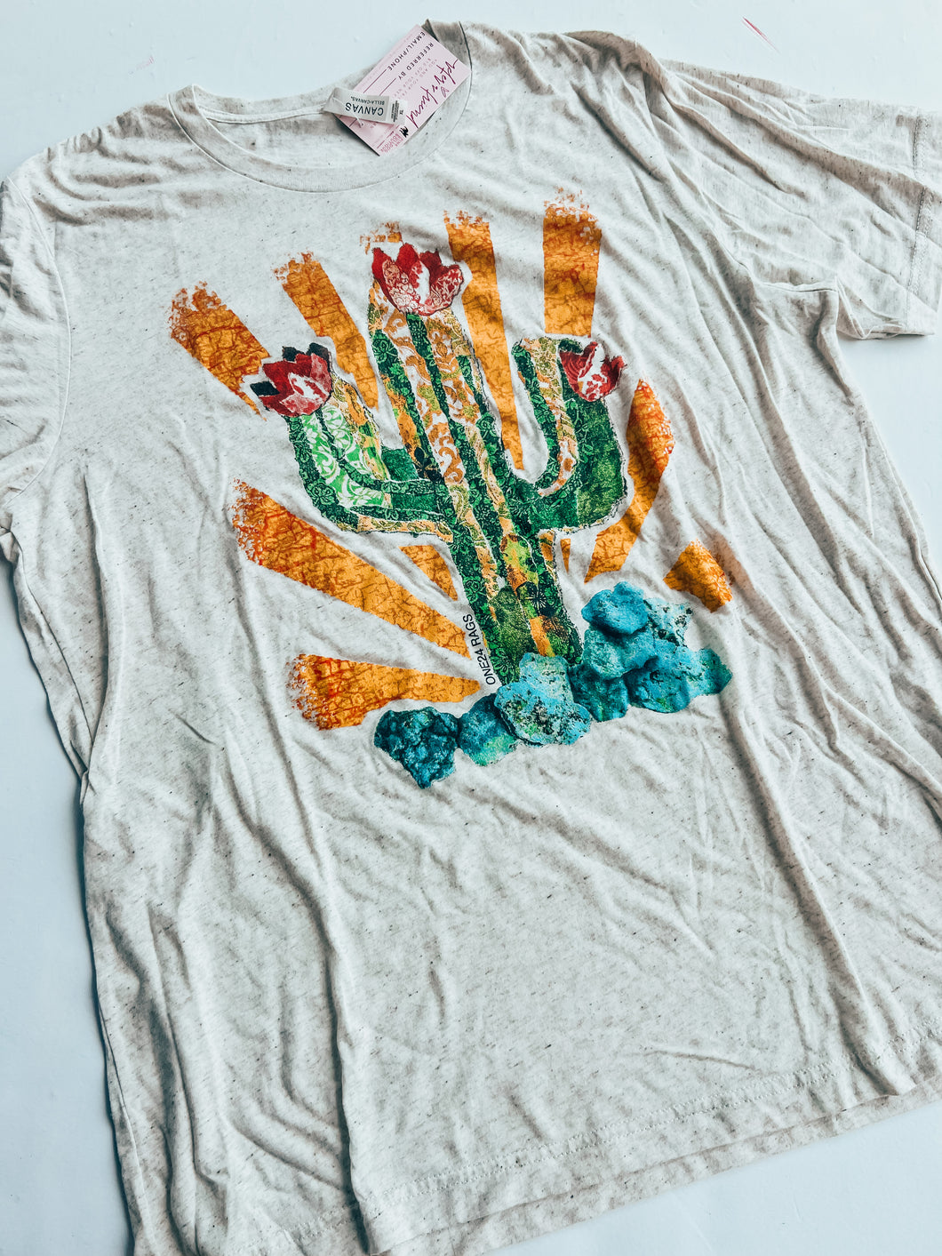 GRAY CACTUS Pink Bulldog Womens Graphic Tee, XL