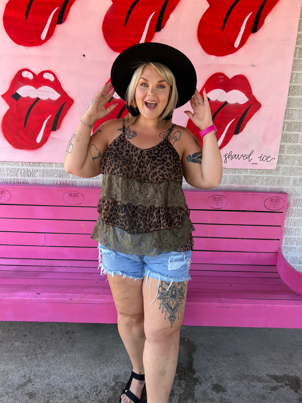 Leopard urban mango Womens Top, XL