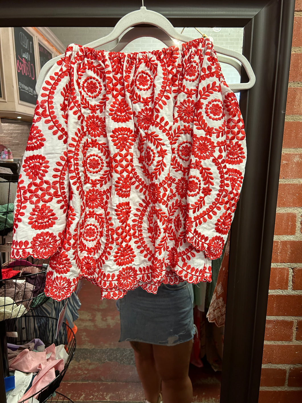 Red/White Cherish Womens Top, Medium