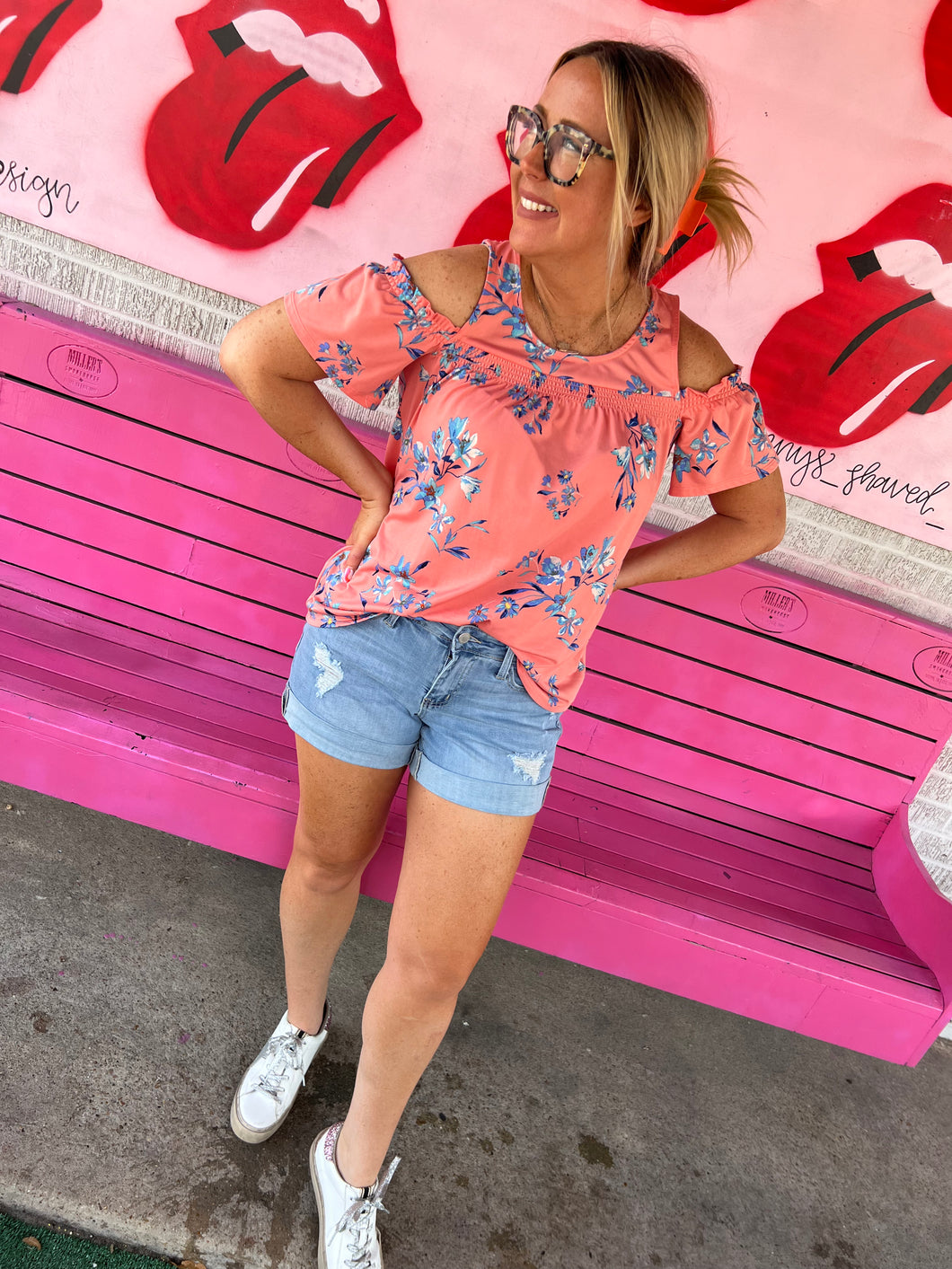 Floral AUW Womens Top, Medium