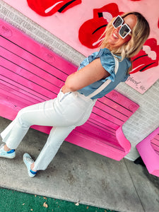 White crop overalls
