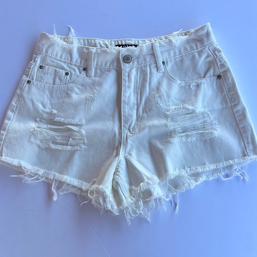 White Blue B Shorts, Medium