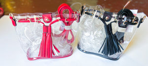 Bucket style clear crossbody