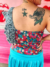 Load image into Gallery viewer, Patchwork one shoulder Ruffler Floral Top
