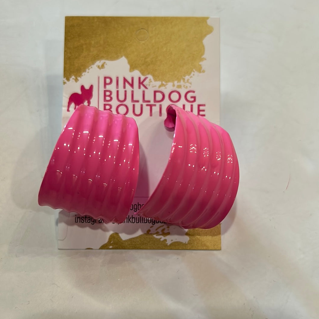 Pink Pink Bulldog Earrings