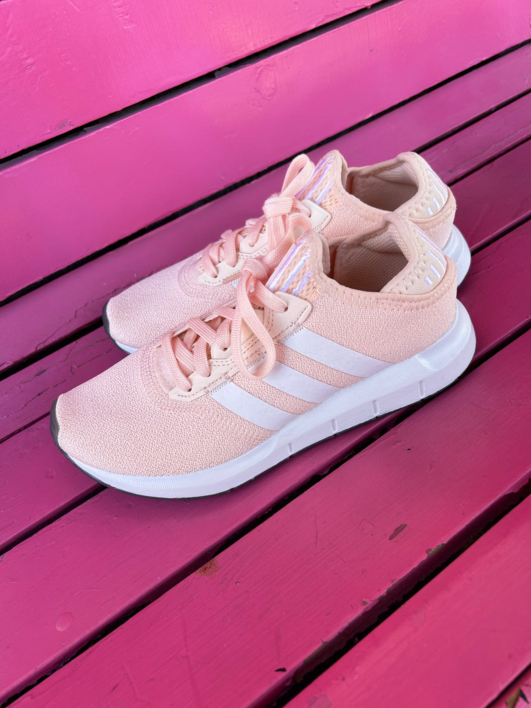 peach Adidas Shoes, 6.5