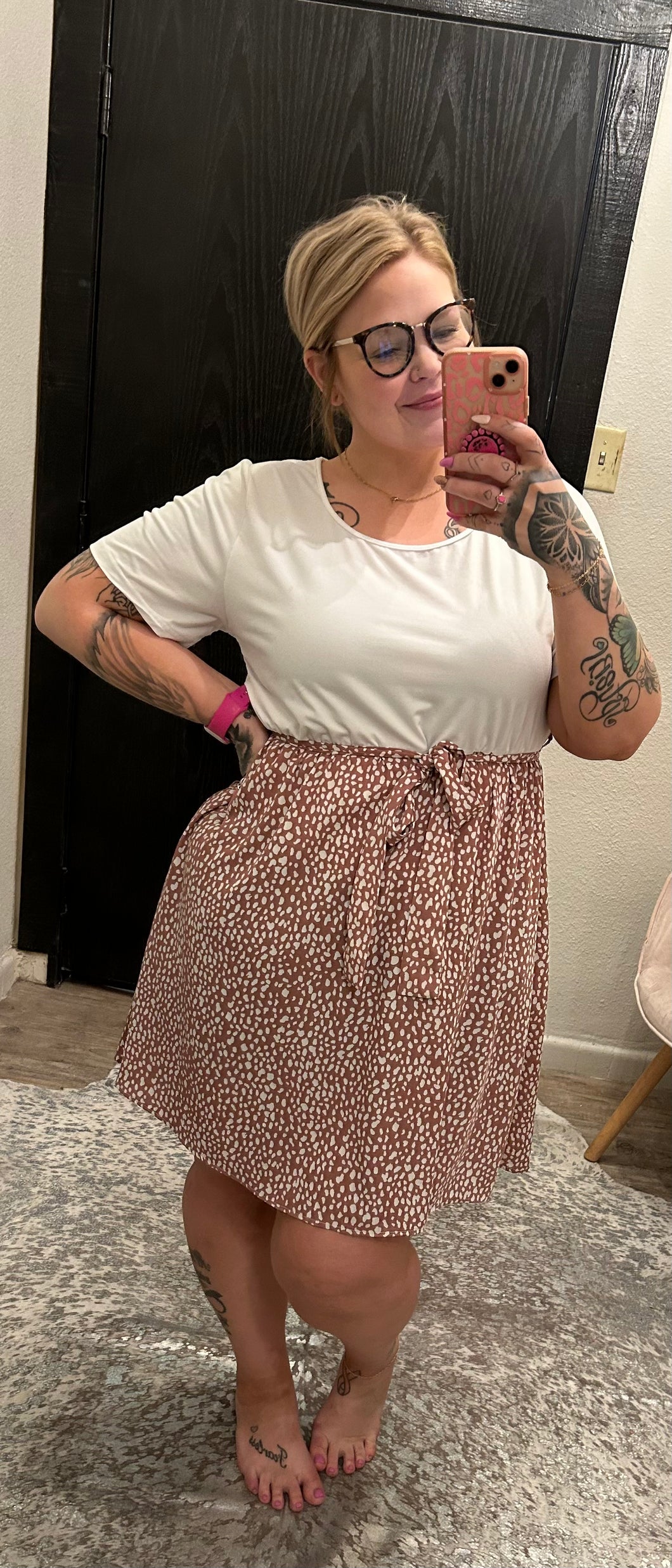 blush with dalmation Shein Womens Dress, 4x