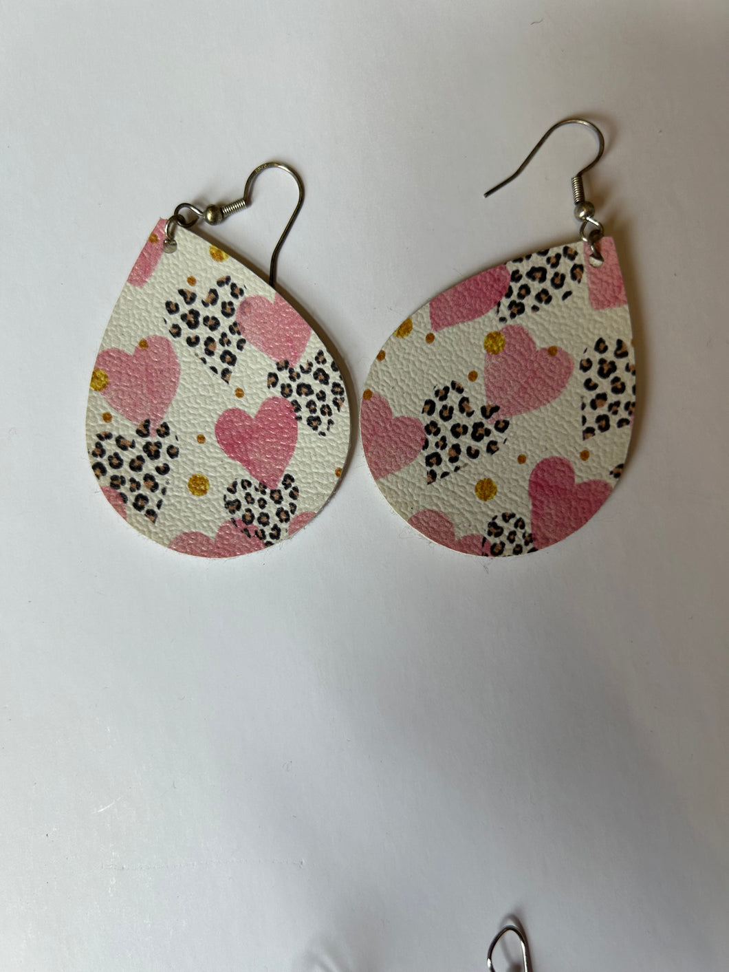 Leopard with hearts Pink Bulldog Earrings