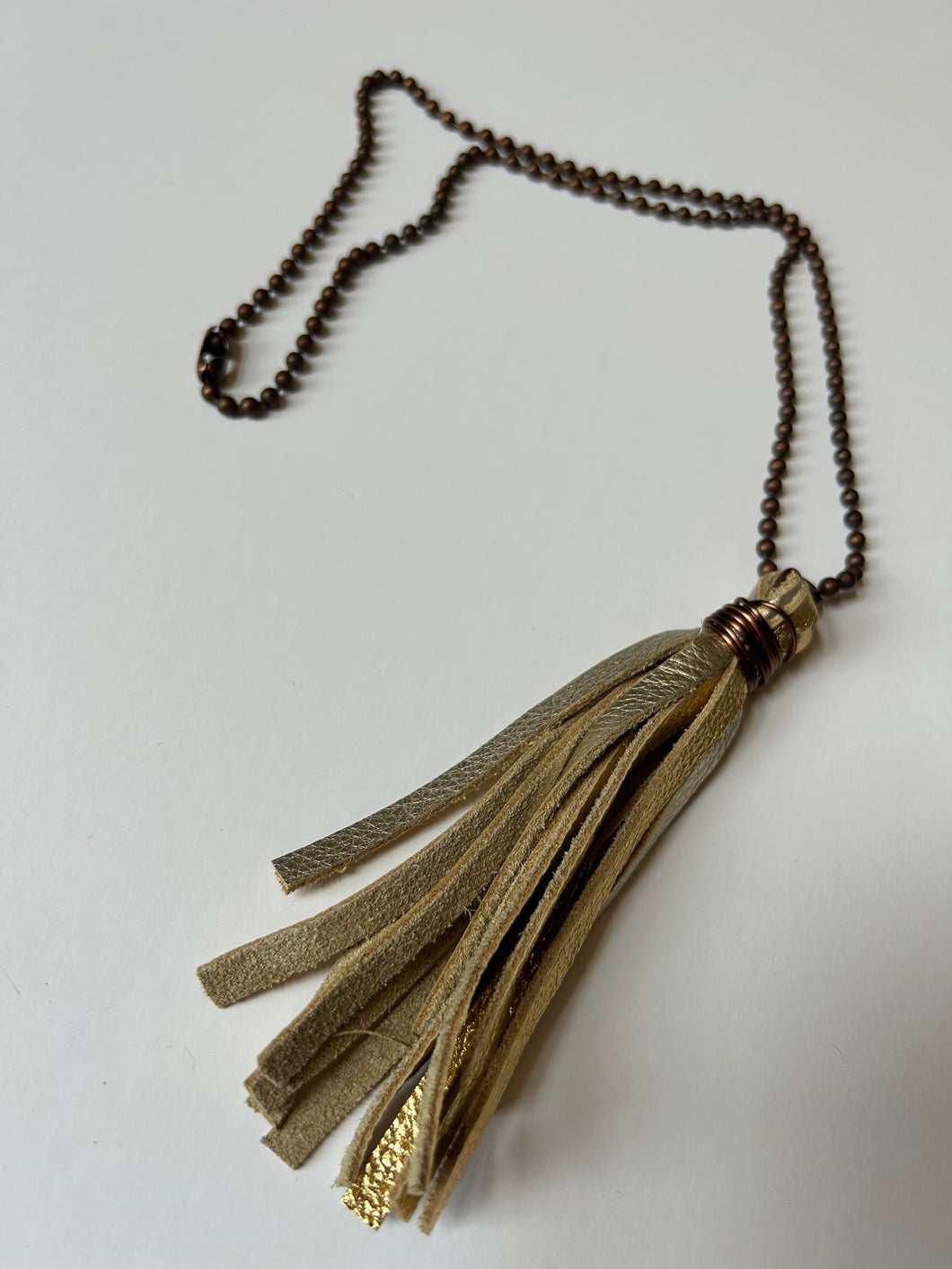 Gold Tassle Pink Bulldog Necklaces