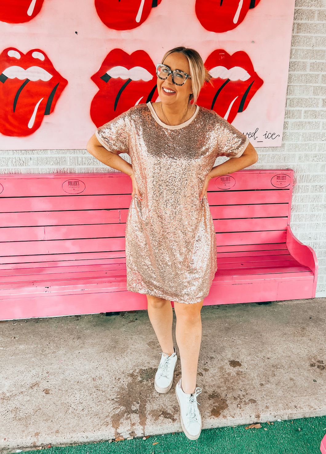 Rose gold sequin Southern Stitch Womens Dress, XL