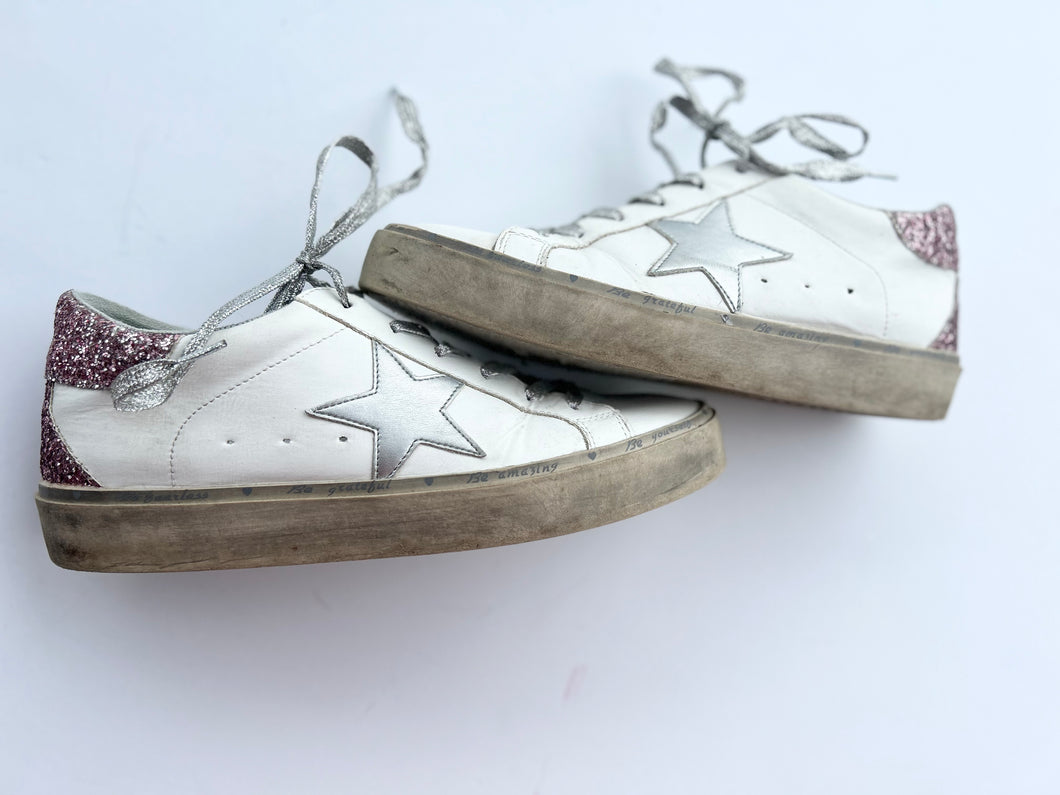 white with pink sparkle Shu Shop Shoes, 10