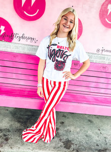 Red/white stripe bell bottoms