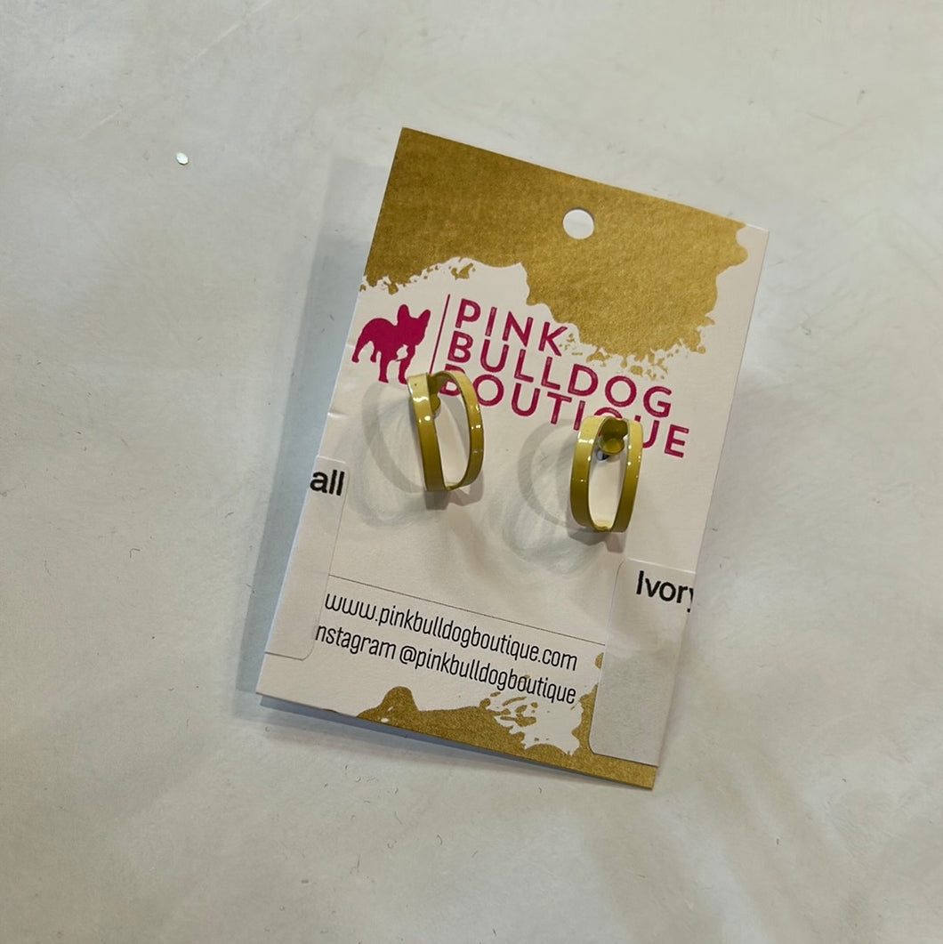 Ivory Pink Bulldog Earrings, Small