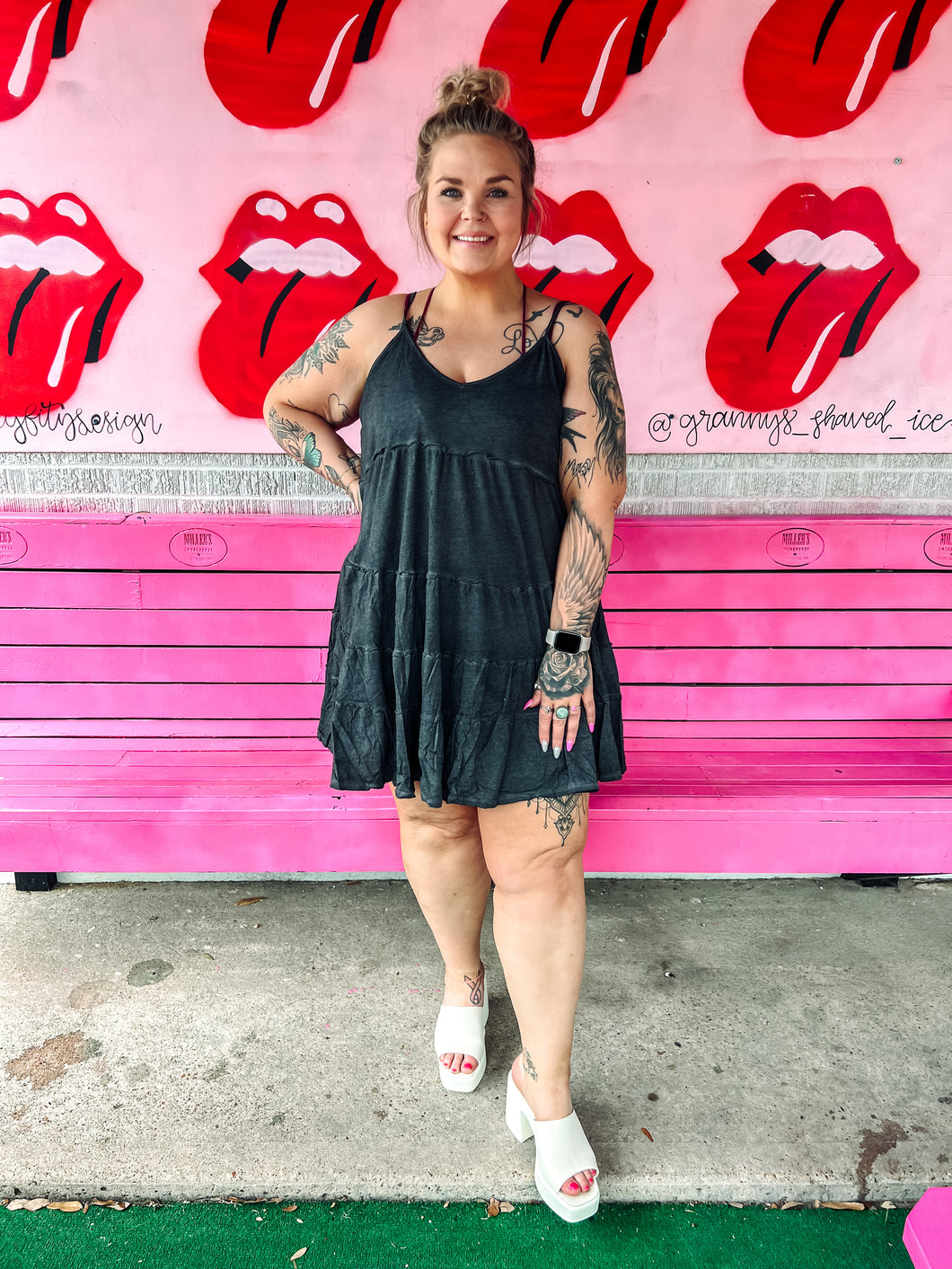 Mineral wash tank ruffle dress